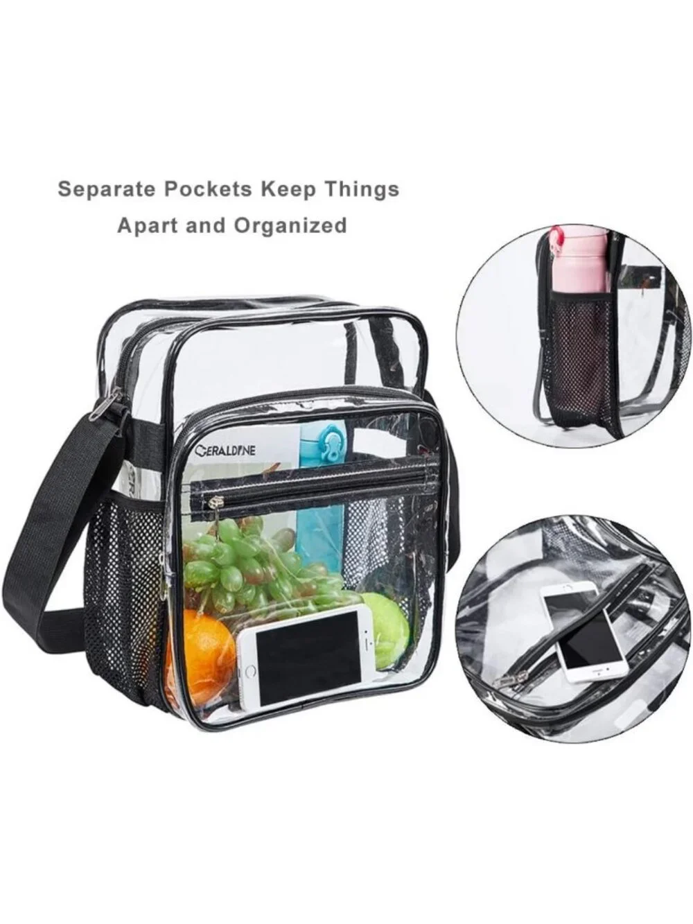 Stadium Approved Clear Crossbody Bag - Adjustable Strap for Concerts & Sports